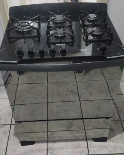 VENDO Fogão 5 Bocas Dako Diplomata Glass Style com Frente Espelhada Mesa de Vidro e Grill