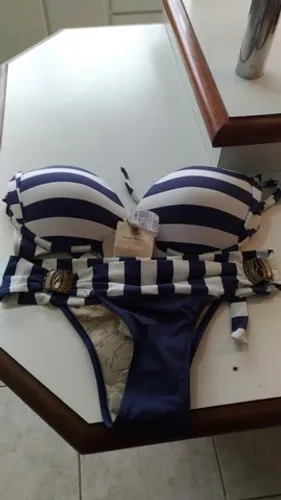Biquini Morena Rosa Azul e Branco Tam. M