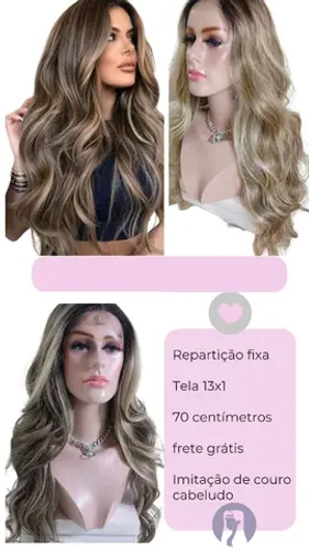 Peruca front lace orgânica mechas