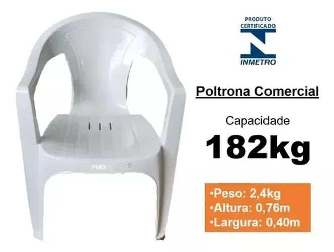 Cadeira Poltrona com Braços Capacidade até 182kg