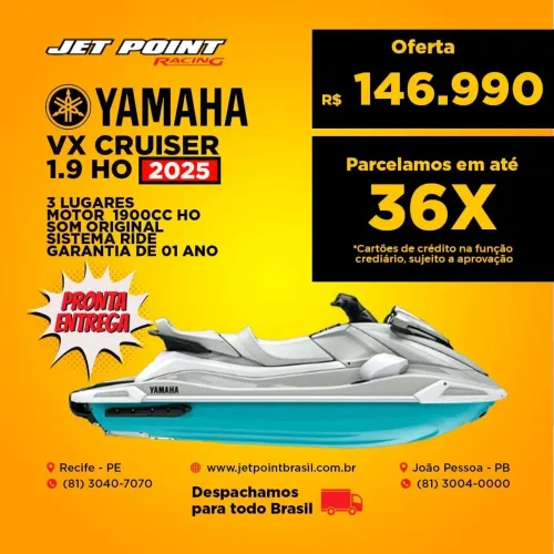 JET SKI NOVO YAMAHA VX CRUISER 1900 HO 2025, Pronta Entrega, Com Som, Troco/Parcelo 36x