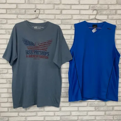 Kit Masculino Camiseta Cinza EUA + Regata Esportiva Azul Mineral Tamanho G-GG