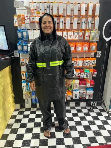 Capa De Chuva Jaqueta e Calça Motociclista Impermeável Nylon e PVC - Fazemos Entregas 