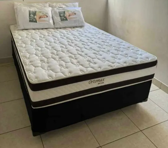 Colchão casal semi ortopédico D45 mais cama box 