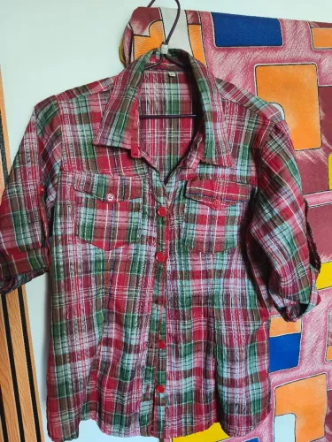 Camisa xadrez manga 3/4