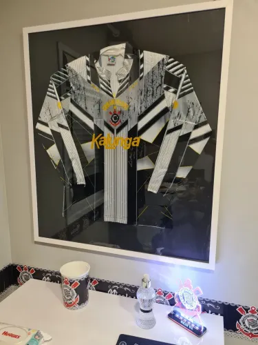 Camisa Corinthians no quadro assinada pelo goleiro Ronaldo Giovanelli kalunga 