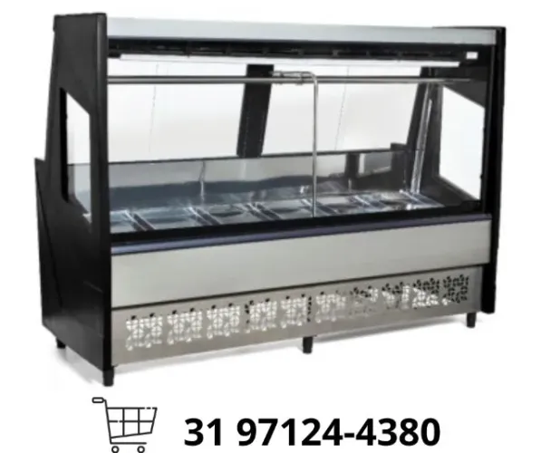 Balcão de Açougue Preto Polar 2M Vidro Reto