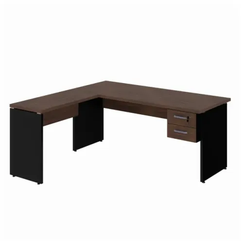 Mesa De Escritório Em L Executiva Com Gaveteiro E Mesa Auxiliar Moderna 23479