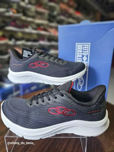 Tênis Olympikus Delta Preto com Detalhes Vermelhos