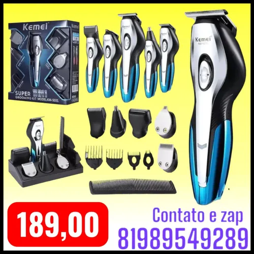 kit aparador de pelos multifuncional Kemei 11 em 1, modelo KM-5031.
