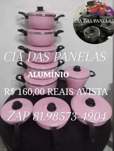 Conjunto de Panelas Rosa de Alumínio
