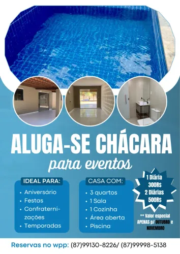 ALUGUEL DE CHÁCARA, ÚLTIMAS DATAS!!