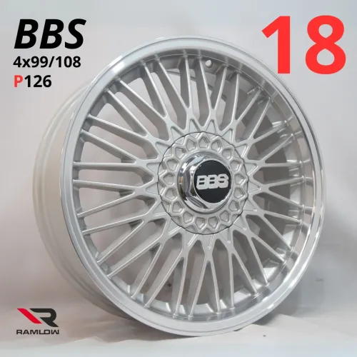 Roda aro 18 Bbs prata com borda diamantada 4 furos Rw P126