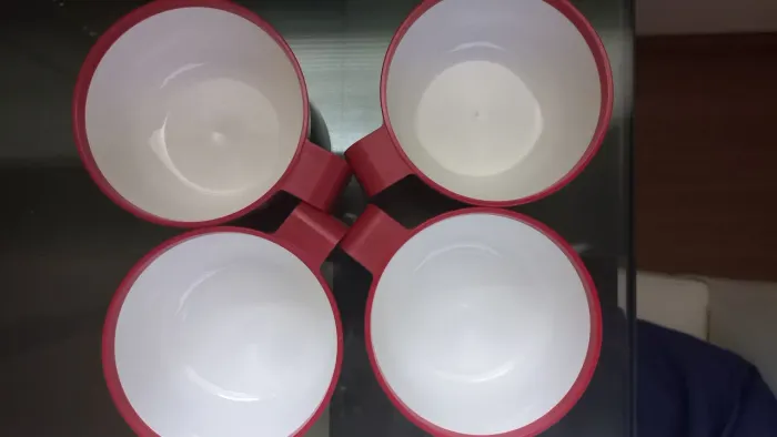Conjunto 4 Canecas coleção com Alça Vermelha