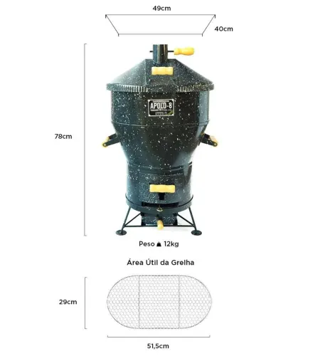 Churrasqueira Apolo 8 Esmaltada Gás ou Carvão 