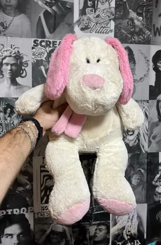 pelúcia cachorro rosa 