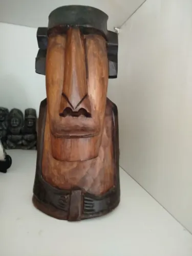 Escultura de Madeira - Rosto Tribal