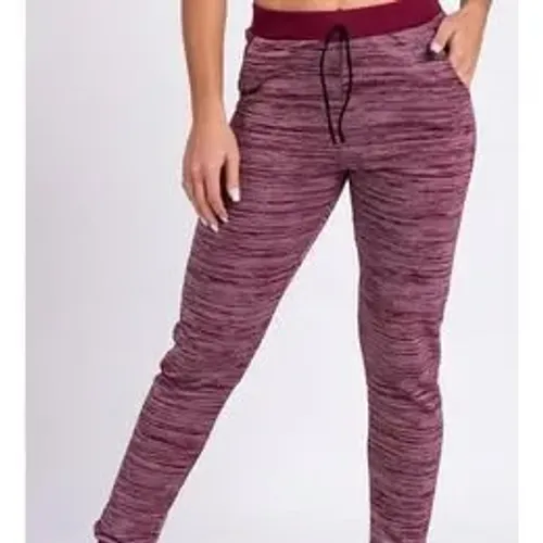 Calça Jogger Moletom Feminina Bordô Riscado - Tamanho P ou M