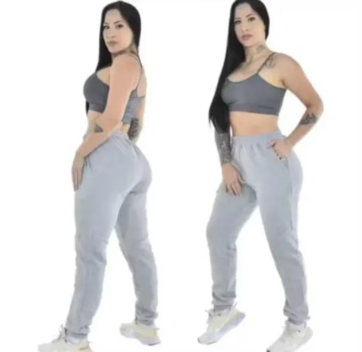Calça moletom flanelada fitness confortável