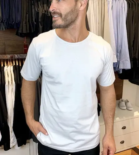CAMISETA MALHA 100% ALGODÃO COR BRANCA