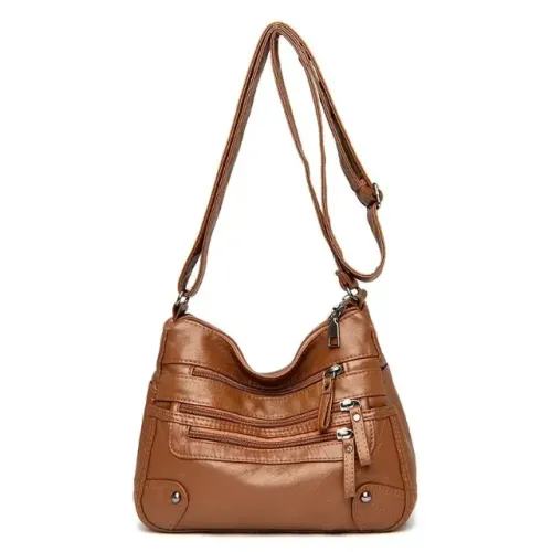 Bolsa De Ombro Tiracolo Pu Versátil Crossbody Clássica Mensageiro Cores Marrom E Preto
