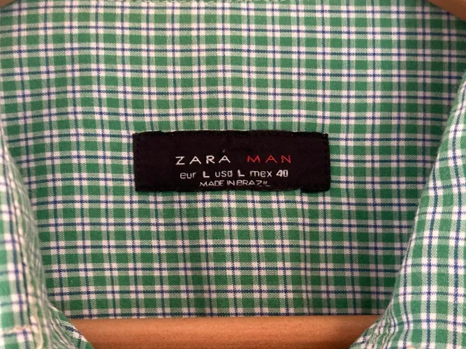 Camisa zara men xadrez verde