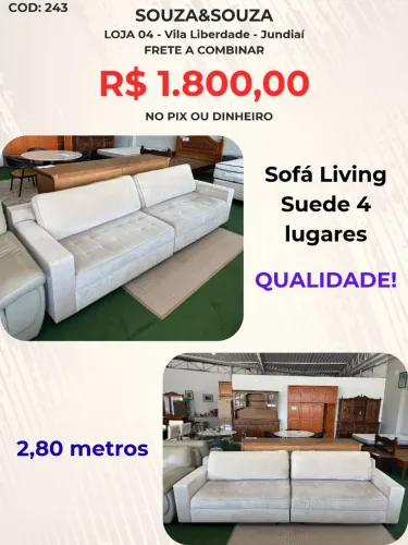 Sofá Living 4 lugares Suede