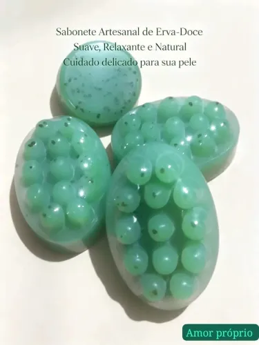 Sabonete artesanal massageador de erva doce