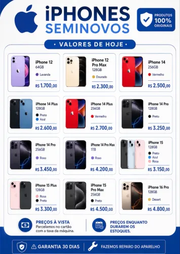 iPhone (Preço enquanto durar o estoque) - Garantia 30 dias