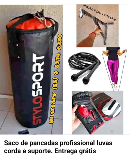 Saco de pancadas luvas corda e suporte. Entrega grátis 