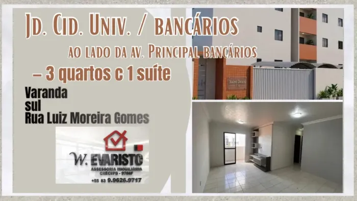 APT 03QUARTOS (SUÍTE) AO LADO DA PRINCIPAL DOS BANCÁRIOS