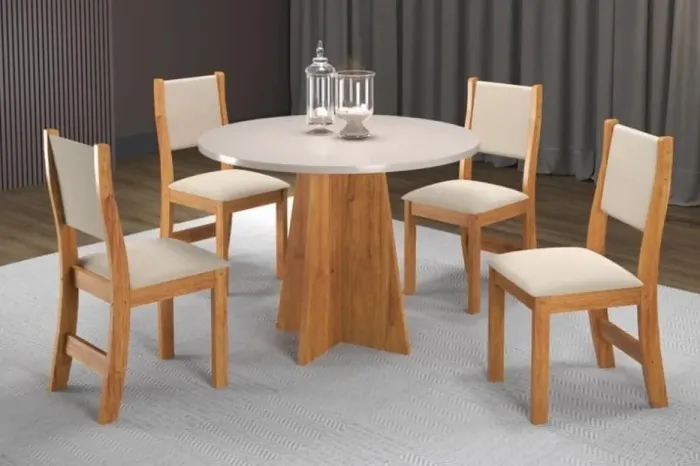 Conjunto sala de jantar NOVO - mesa redonda com 4 cadeiras
