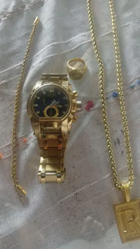 Relógio Invicta + Cordão + Anel e Pulseira
