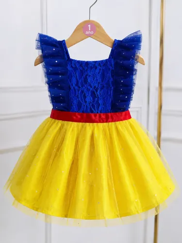 Vestido de luxo branca de neve 1 ano