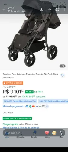 Carinho de bebe para criança especial