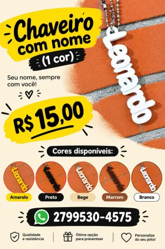 Chaveiro com nome personalizado
