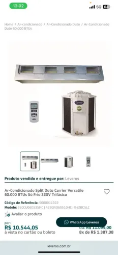 Ar Condicionado Split Duto Carrier Versatile