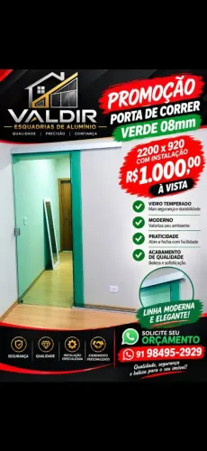 Porta de correr de vidro
