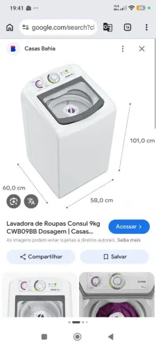 Gabinete de máquina de lavar roupa Consul e Brastemp 8e9 kg e Consul 11kg modelo reduzido