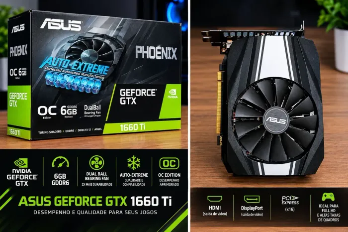 Placa de vídeo gtx 1060ti 6gb asus phoenix 