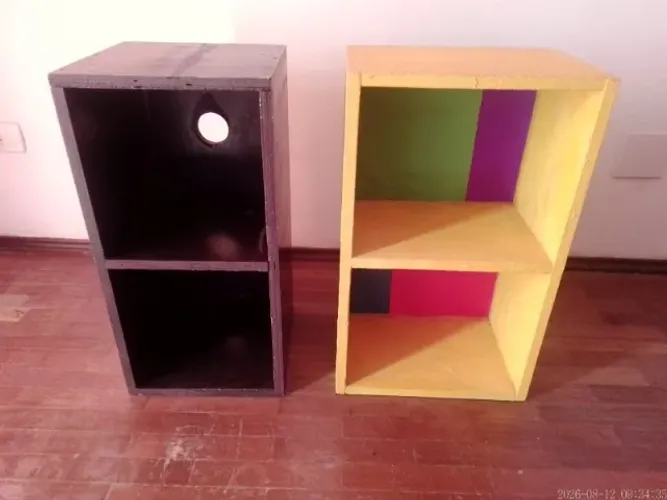 Organizador de armazenamento de 2 cubos de madeira