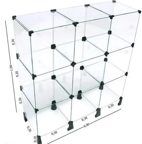 Balcão de vidro Temperado 1metro Altura 1metro Comprimento 30cm profundidade Com 9 divisor