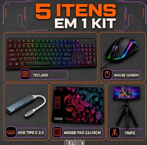 Kit mobilador gamer completo para celular com teclado + mouse gamer led RGB