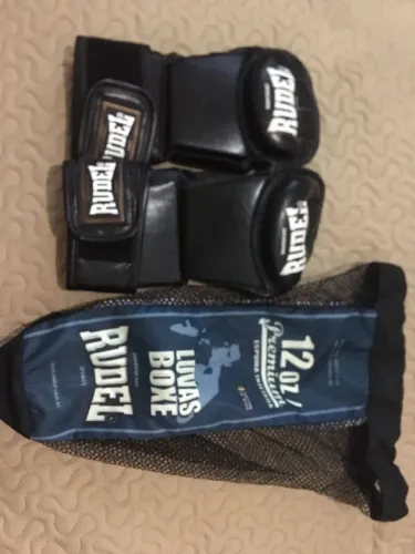 Kit completo profissional muay taí + luvas rudes couro original + protetor bucal UFC
