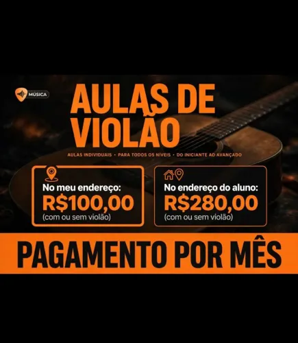 Aulas de violão pagamento por mês