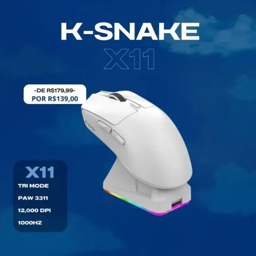 MOUSE SEM FIO X11 PAW3311 - BRANCO 