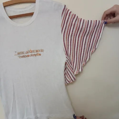Blusa mangas tricô