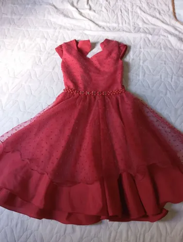 Vestido de festa infantil (vermelho cereja)