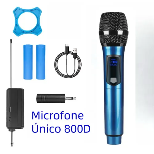 Microfones Sem Fio Profissional UHF com LED e Receptor de Alta Qualidade