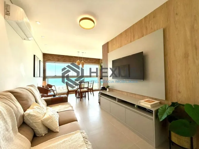 Apartamento com varanda gourmet vista mar e lazer na Enseada, Guarujá